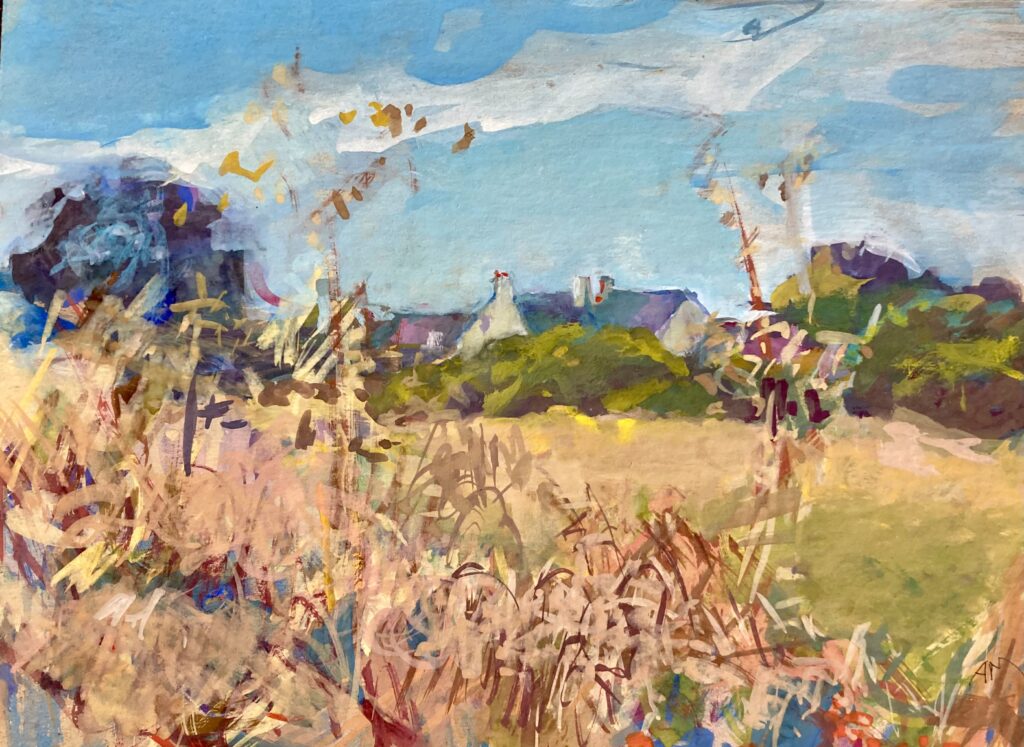 gouache représentant l'été en bretagne